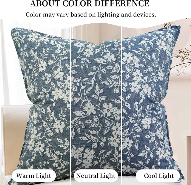 Alt view image 2 of 7 - 20x12 Lumbar Decorative Throw Pillow Cases Floral Pillow Covers Set of 2 Vintage Jacquard Couch Pillows for Living Room Couch Bed Home Decor Blue