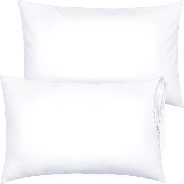 Alt view image 8 of 8 - Ultra Soft Pillow Protectors with Zipper - Queen Size - Set of 2 - White