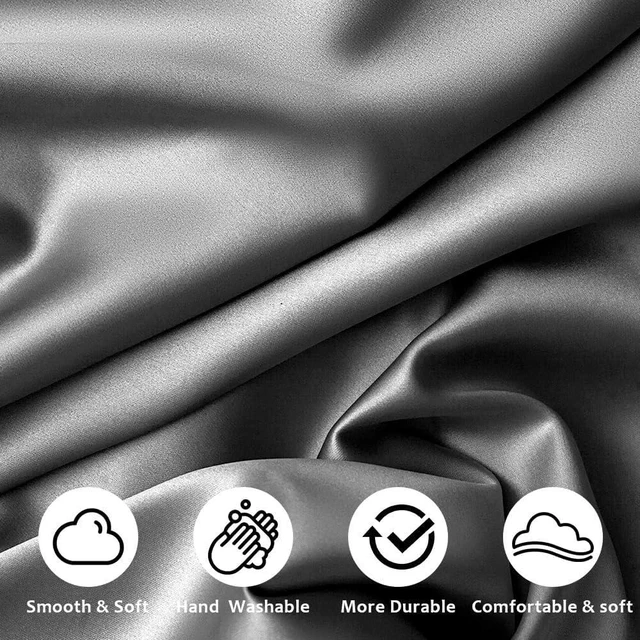 Alt view image 3 of 7 - 2 Pack Satin Silk Pillowcase, 19.69x29.53in Silk Pillowcases for Hair and Skin with 2PCS Satin Hair Scrunchies&Eye Mask, Soft Slip Beauty Sleep Satin Pillowcase, Gifts for Women Men(Dark Gray)