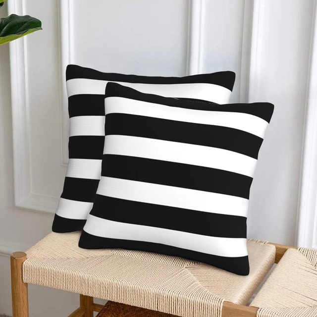 Alt view image 3 of 7 - Stripe Black and White Farmhouse Throw Pillow Covers 18x18 in Pillow Case Soft Outdoor Pillow case Cushion Covers Set of 2 for Sofa Bed Bedroom Car Chair Living Room Home Decorative