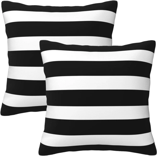 Main image of Stripe Black and White Farmhouse Throw Pillow Covers 18x18 in Pillow Case Soft Outdoor Pillow case Cushion Covers Set of 2 for Sofa Bed Bedroom Car Chair Living Room Home Decorative