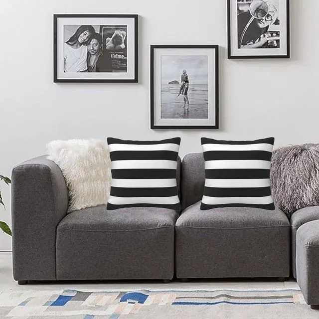 Alt view image 2 of 7 - Stripe Black and White Farmhouse Throw Pillow Covers 18x18 in Pillow Case Soft Outdoor Pillow case Cushion Covers Set of 2 for Sofa Bed Bedroom Car Chair Living Room Home Decorative