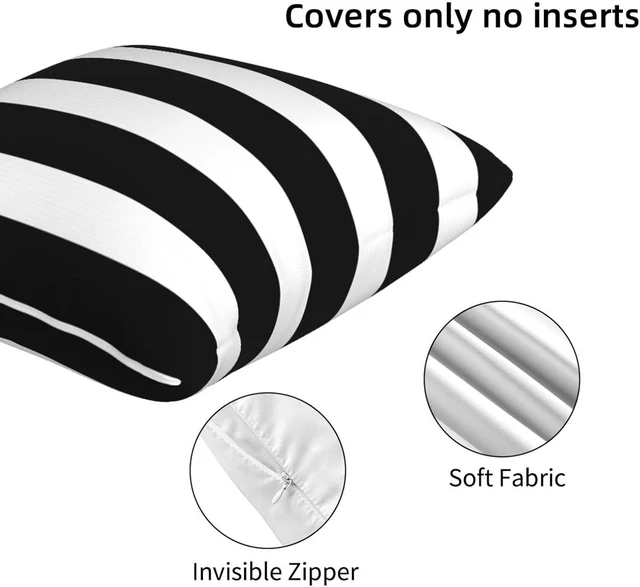 Alt view image 5 of 7 - Stripe Black and White Farmhouse Throw Pillow Covers 18x18 in Pillow Case Soft Outdoor Pillow case Cushion Covers Set of 2 for Sofa Bed Bedroom Car Chair Living Room Home Decorative