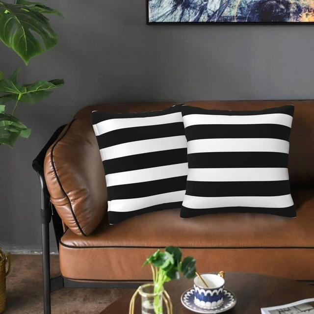 Alt view image 4 of 7 - Stripe Black and White Farmhouse Throw Pillow Covers 18x18 in Pillow Case Soft Outdoor Pillow case Cushion Covers Set of 2 for Sofa Bed Bedroom Car Chair Living Room Home Decorative