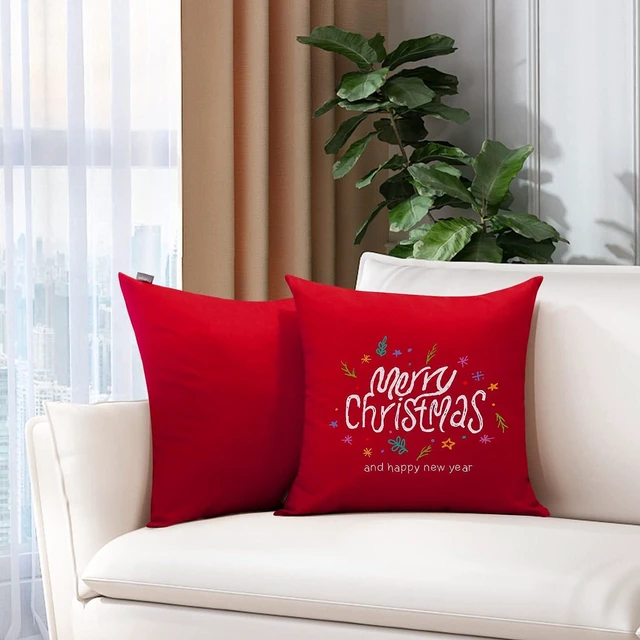 Alt view image 2 of 5 - Cotton Solid Decorative Square Throw Pillow Covers Red 18x18 inch