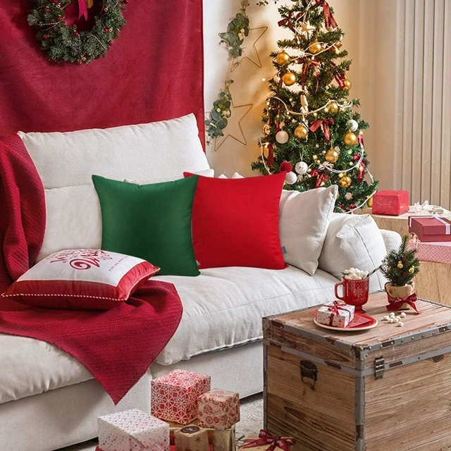 Alt view image 3 of 5 - Cotton Solid Decorative Square Throw Pillow Covers Red 18x18 inch