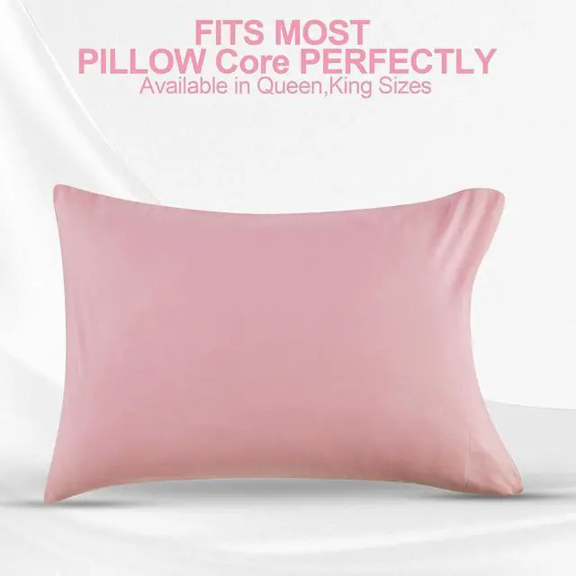 Alt view image 5 of 5 - Pillowcase Fit All Types of Pillow, 1pc Moisture Wicking and Cooling Fabric Pillow Cover with Envelope Closure - King Size 35.43" x 19.69" (Pink)