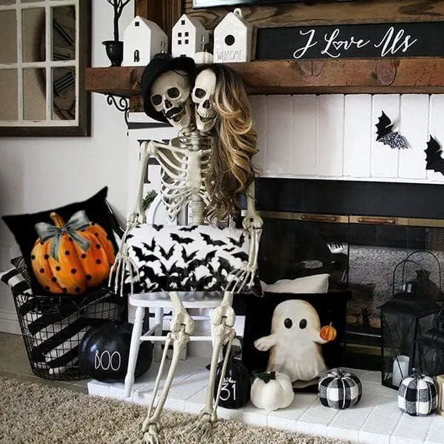 Alt view image 3 of 5 - Halloween Pillow Covers 18x18 inch Set of 4 Trick or Treat Pumpkin Ghost Throw Pillow Covers for Fall Halloween Decorations Halloween Party Pillows Decorative Pillow Covers for Couch Sofa