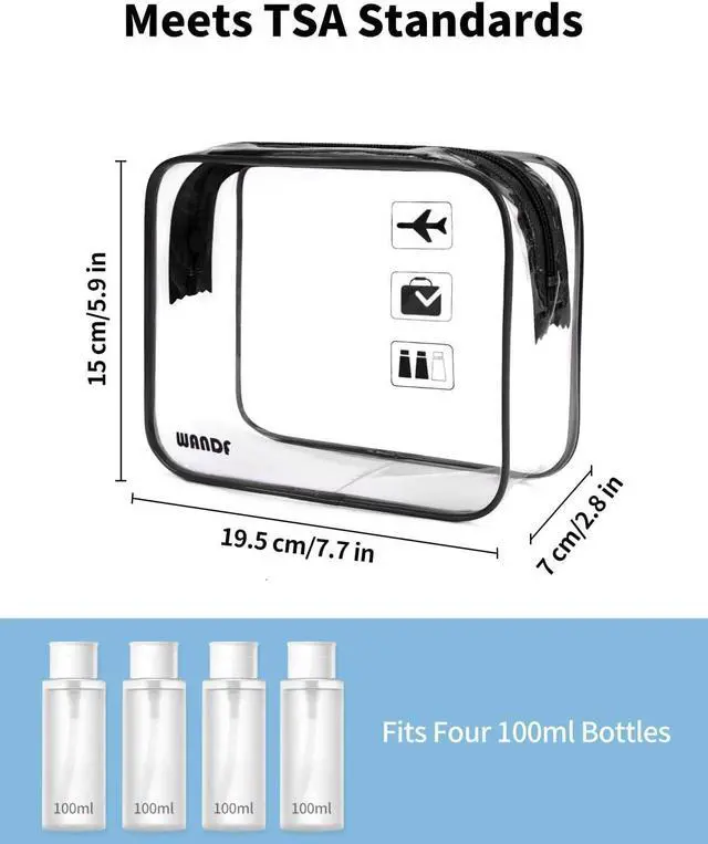 Alt view image 3 of 7 - TSA Approved Toiletry Bag, 2 Pack Clear Makeup Bag