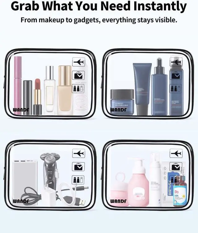 Alt view image 6 of 7 - TSA Approved Toiletry Bag, 2 Pack Clear Makeup Bag