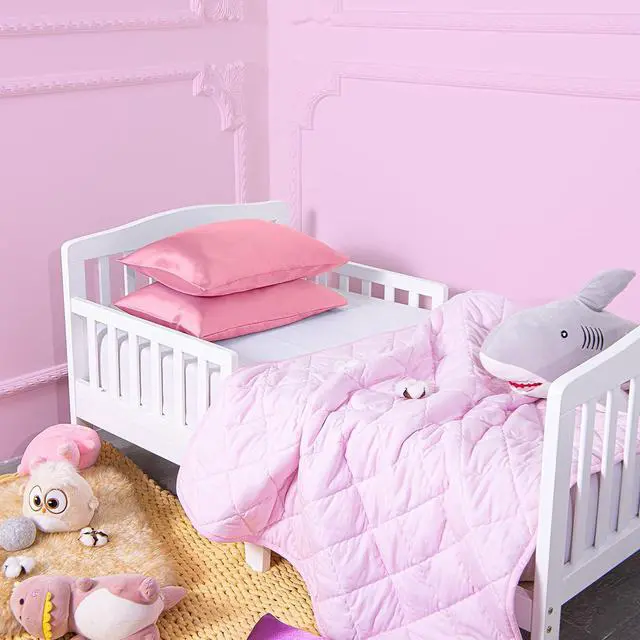 Alt view image 4 of 7 - Silk Satin Toddler Pillowcases, Small Pillow Case Pillow Cover 14x20 Inches with Envelope Closure, Soft and Silky Cooling Travel Pillow Covers for Nursery, Kids, Boys and Girls, Pink, 2 Pack