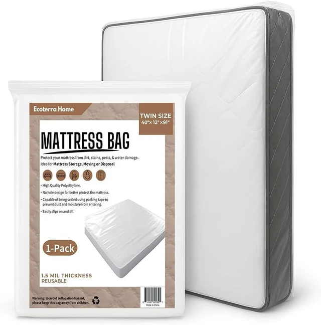 Main image of Twin Mattress Bag for Moving and Disposal,Waterproof Mattress Plastic Cover,Storage Protector, 1 Pack