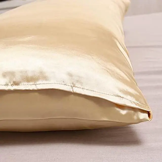 Alt view image 4 of 5 - Silky Satin Pillowcase for Hair and Skin Slip Pillow Cases Set of 2 - Satin Cooling Pillow Covers with Envelope Closure (Champagne, Queen(20"x30"))