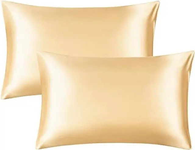Main image of Silky Satin Pillowcase for Hair and Skin Slip Pillow Cases Set of 2 - Satin Cooling Pillow Covers with Envelope Closure (Champagne, Queen(20"x30"))