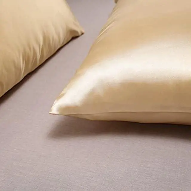 Alt view image 3 of 5 - Silky Satin Pillowcase for Hair and Skin Slip Pillow Cases Set of 2 - Satin Cooling Pillow Covers with Envelope Closure (Champagne, Queen(20"x30"))