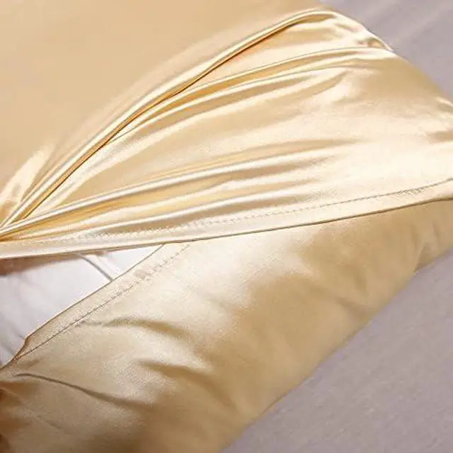 Alt view image 5 of 5 - Silky Satin Pillowcase for Hair and Skin Slip Pillow Cases Set of 2 - Satin Cooling Pillow Covers with Envelope Closure (Champagne, Queen(20"x30"))