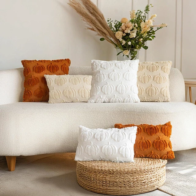 Alt view image 6 of 7 - Fall Throw Pillow Covers 18x18 Inch, Rust Autumn Pumpkin Decor for Home