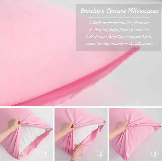Alt view image 3 of 7 - Standard Microfiber Pillowcases, Set of 2, Pink