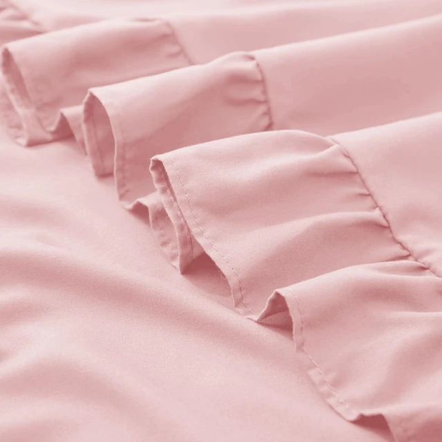 Alt view image 7 of 7 - Ruffle Pillow Cases 18x18 Inches, Light Pink Square Ruffled Pillow Covers Set of 2, Microfiber Wrinkle Resistant Pillow Shams with Envelope Closure for Sofa Bed Living Room