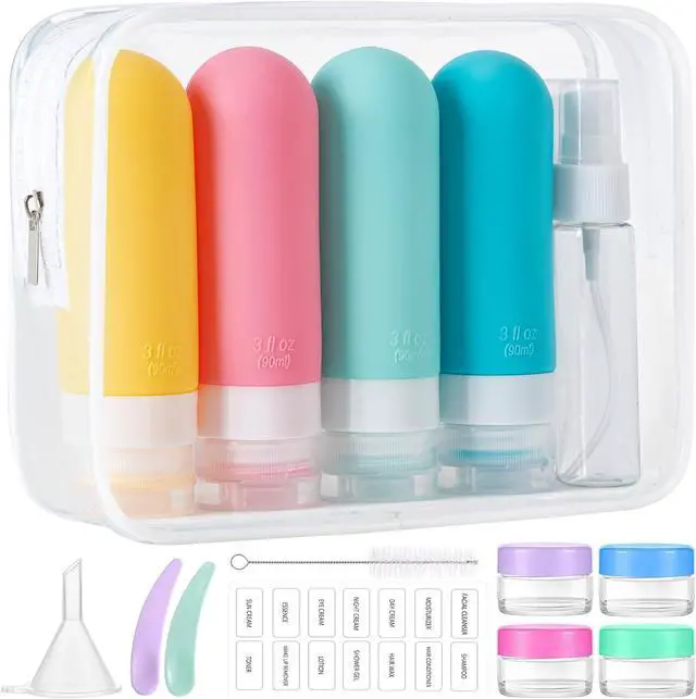 Main image of 16pack Travel Bottles for Toiletries, TSA Approved LeakProof Squeezable Silicone Toiletry Containers for Shampoo, Conditioner, 3oz Portable Refillable Traveling Size Liquid Containers (16Pcs/Colorful)