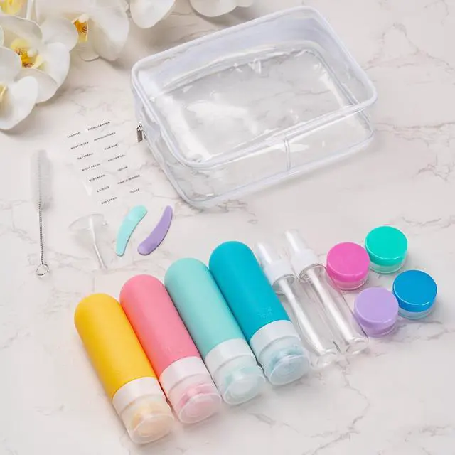 Alt view image 7 of 7 - 16pack Travel Bottles for Toiletries, TSA Approved LeakProof Squeezable Silicone Toiletry Containers for Shampoo, Conditioner, 3oz Portable Refillable Traveling Size Liquid Containers (16Pcs/Colorful)