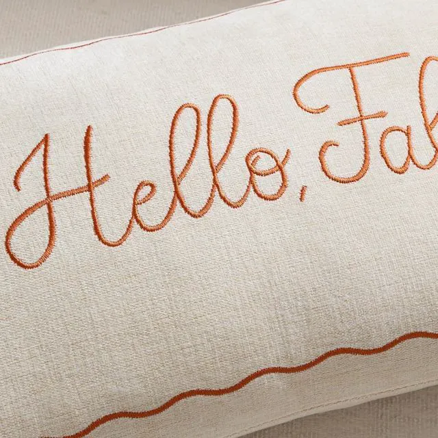 Alt view image 2 of 7 - Embroidered Fall Pillow Covers 12x20, Hello Fall Decor Farmhouse Autumn Thanksgiving Decorative Lumbar Pillow Case Decorations for Couch Sofa Living Room Bedroom Porch, Beige