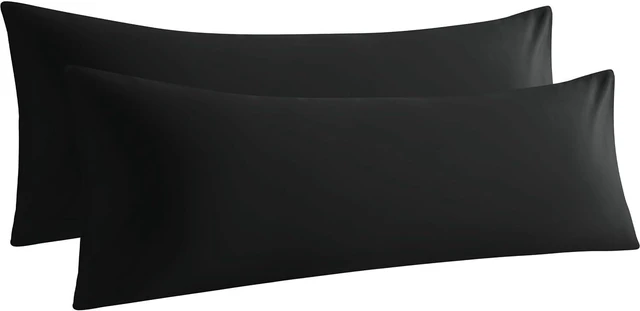 Main image of Body Pillow Cases - 2 Pack - Envelope Closure - Soft Brushed Microfiber - Wrinkle, Stain, Shrinkage and Fade Resistant Pillow Covers Body Size 20 X 54 Inches (Black)