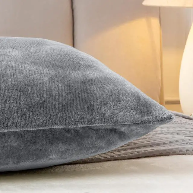 Alt view image 7 of 7 - Body Pillow Cover with Zipper Closure, Super Soft and Cozy Fuzzy Fleece Body Pillowcase 20 x 54 Inches, Luxury Fluffy Plush Long Body Pillow Pillowcase for Fall and Winter(Gray)
