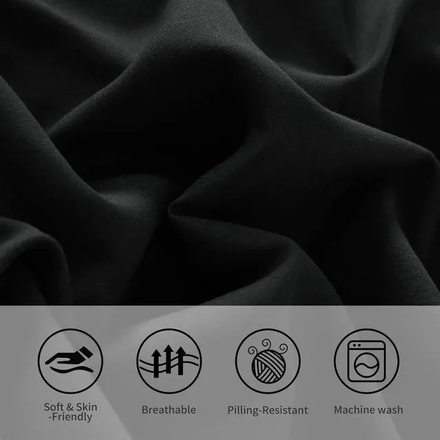 Alt view image 4 of 6 - Body Pillow Cases - 2 Pack - Envelope Closure - Soft Brushed Microfiber - Wrinkle, Stain, Shrinkage and Fade Resistant Pillow Covers Body Size 20 X 54 Inches (Black)