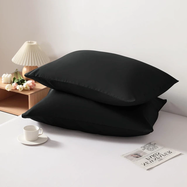 Alt view image 6 of 6 - Body Pillow Cases - 2 Pack - Envelope Closure - Soft Brushed Microfiber - Wrinkle, Stain, Shrinkage and Fade Resistant Pillow Covers Body Size 20 X 54 Inches (Black)