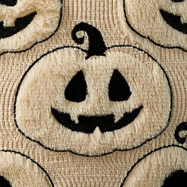 Alt view image 5 of 7 - Fall Halloween Pillow Covers 18x18 Set of 2 Beige-Black Pumpkin Decor