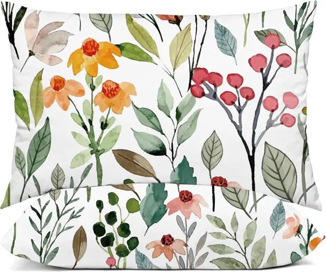 Main image of Standard Pillow Cases Set of 2, Ultra Soft Double Brushed Microfiber Pillowcases Standard, Floral Bed Pillow Covers, Fade Resistant, Easy Slip-On (20"x26")