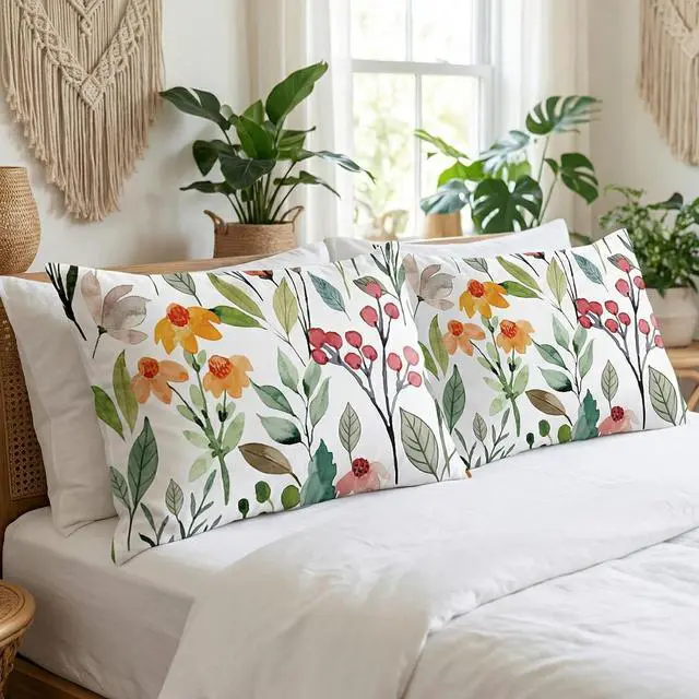 Alt view image 2 of 7 - Standard Pillow Cases Set of 2, Ultra Soft Double Brushed Microfiber Pillowcases Standard, Floral Bed Pillow Covers, Fade Resistant, Easy Slip-On (20"x26")