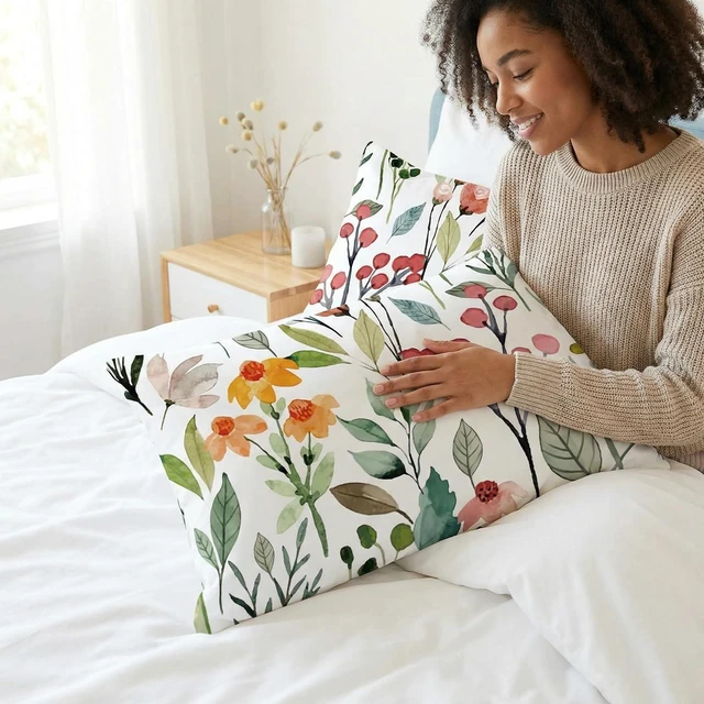 Alt view image 5 of 7 - Standard Pillow Cases Set of 2, Ultra Soft Double Brushed Microfiber Pillowcases Standard, Floral Bed Pillow Covers, Fade Resistant, Easy Slip-On (20"x26")