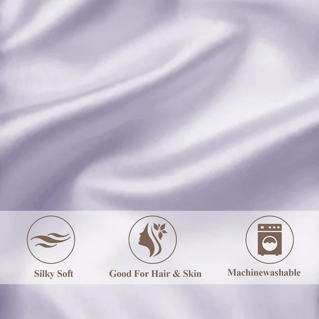 Alt view image 5 of 7 - Queen Satin Pillowcase for Hair 2pc,Similar to Silk Pillow Cases, for Women,Lavandar,20x30 & Envelope Closure and 2 Satin Scrunchies