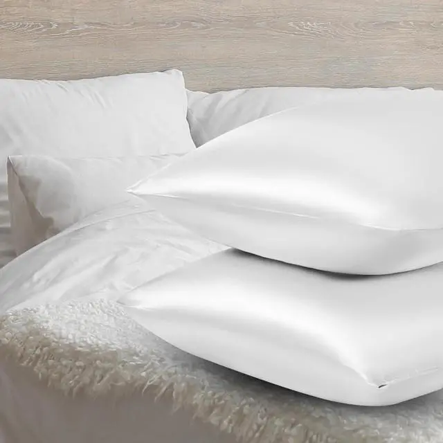 Alt view image 4 of 7 - 2 Pack Satin Silk Pillowcase, 15.75x31.50inches Silk Pillowcases for Hair and Skin with 2PCS Satin Hair Scrunchies&Eye Mask, Soft Slip Beauty Sleep Satin Pillowcase, Gifts for Women Men(White)