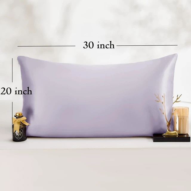 Alt view image 6 of 7 - Queen Satin Pillowcase for Hair 2pc,Similar to Silk Pillow Cases, for Women,Lavandar,20x30 & Envelope Closure and 2 Satin Scrunchies