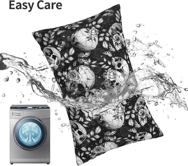 Alt view image 6 of 7 - 20x30 Inch Flower Sugar Skull Standard Pillow Cases, Ultra Soft Microfiber Pillow Cover, Hidden Zipper, for Bedroom Couch Living Room Decor Gifts