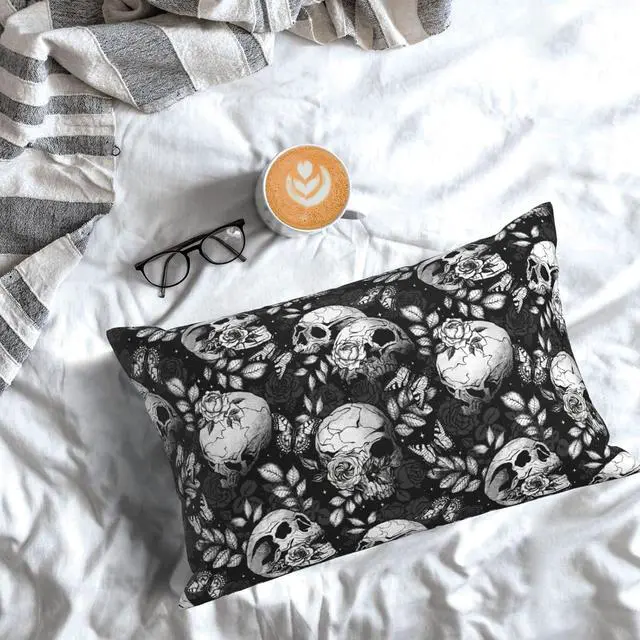 Alt view image 5 of 7 - 20x30 Inch Flower Sugar Skull Standard Pillow Cases, Ultra Soft Microfiber Pillow Cover, Hidden Zipper, for Bedroom Couch Living Room Decor Gifts