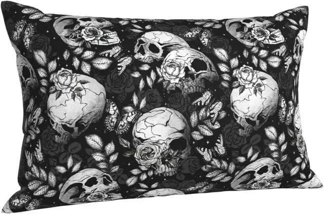 Alt view image 7 of 7 - 20x30 Inch Flower Sugar Skull Standard Pillow Cases, Ultra Soft Microfiber Pillow Cover, Hidden Zipper, for Bedroom Couch Living Room Decor Gifts