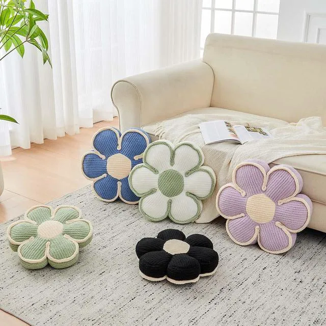 Alt view image 4 of 7 - Flower Pillow, Soft Flower Decorative Throw Pillow, Cute Daisy Flower Shaped Seating Floor Cushion Room Décor Plush Pillows for Sofa Couch Bed (13.7 Inch, Blue)