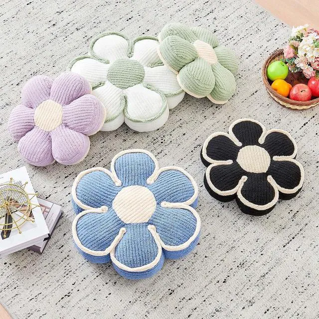Alt view image 5 of 7 - Flower Pillow, Soft Flower Decorative Throw Pillow, Cute Daisy Flower Shaped Seating Floor Cushion Room Décor Plush Pillows for Sofa Couch Bed (13.7 Inch, Blue)