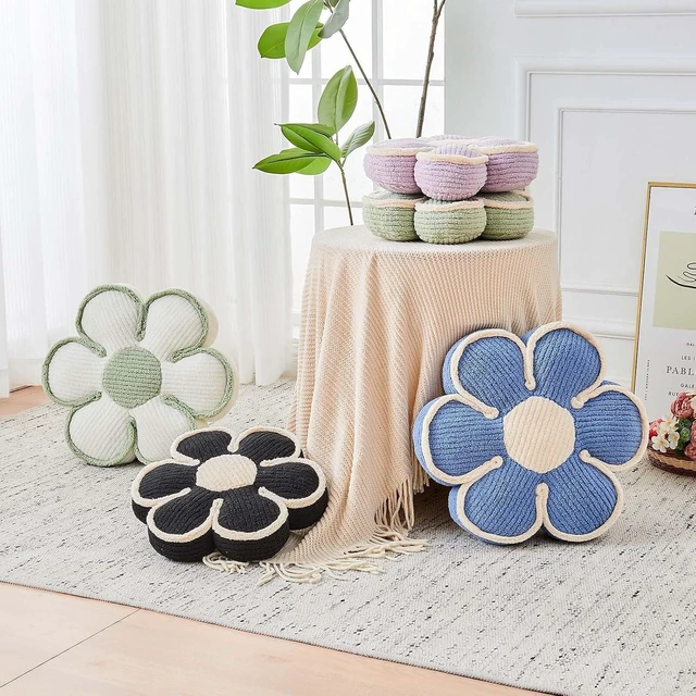 Alt view image 6 of 7 - Flower Pillow, Soft Flower Decorative Throw Pillow, Cute Daisy Flower Shaped Seating Floor Cushion Room Décor Plush Pillows for Sofa Couch Bed (13.7 Inch, Blue)