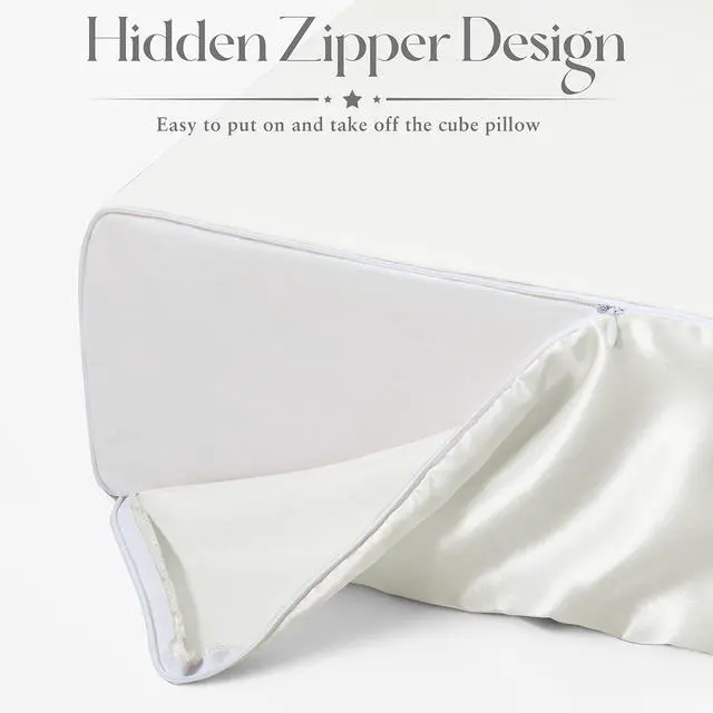 Alt view image 4 of 7 - Satin Cube Pillowcase, White 24"x12"x5.5" Side Sleeper