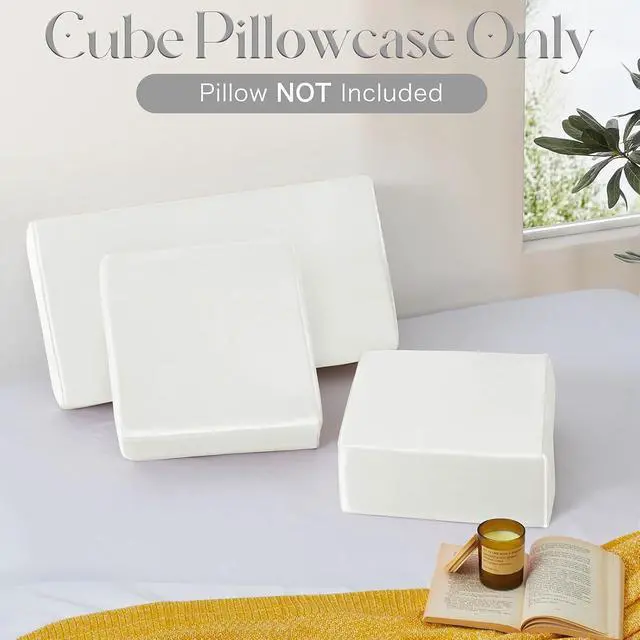 Alt view image 7 of 7 - Satin Cube Pillowcase, White 24"x12"x5.5" Side Sleeper