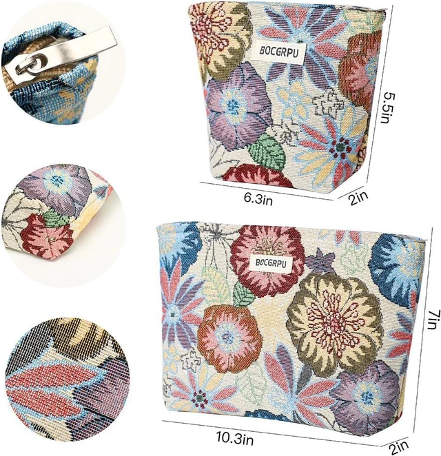 Alt view image 3 of 6 - 2 PCS Makeup Bag Set Cute Small Cosmetic Bag for Purse