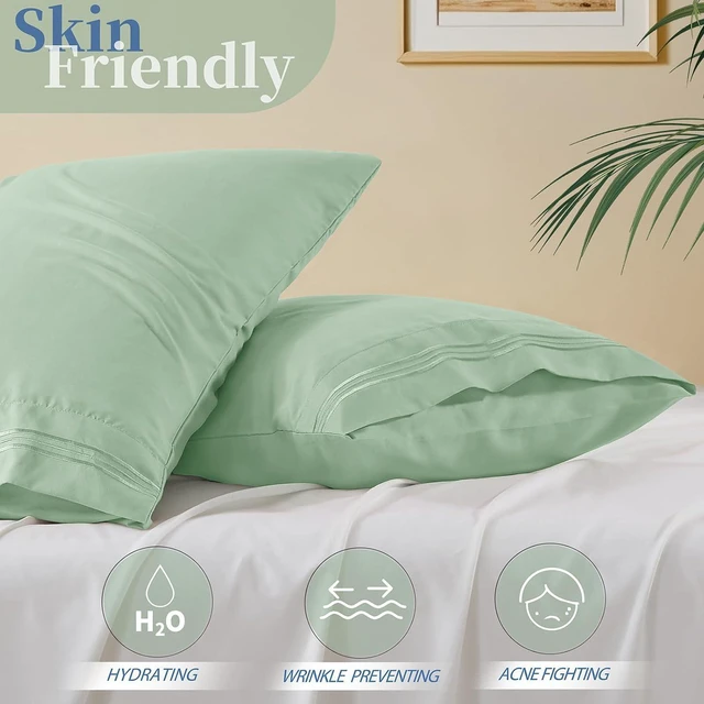 Alt view image 3 of 7 - 2 Pack Sage Green King Pillowcases, 20x40, 1800 Microfiber