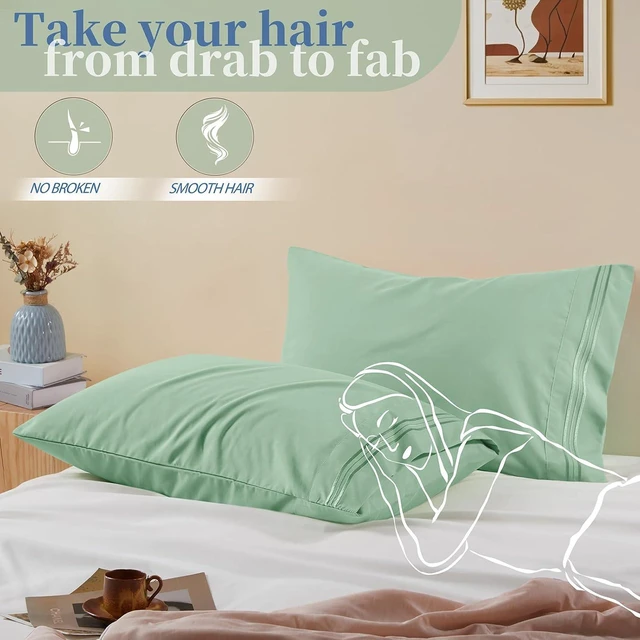 Alt view image 5 of 7 - 2 Pack Sage Green King Pillowcases, 20x40, 1800 Microfiber