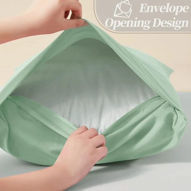 Alt view image 6 of 7 - 2 Pack Sage Green King Pillowcases, 20x40, 1800 Microfiber