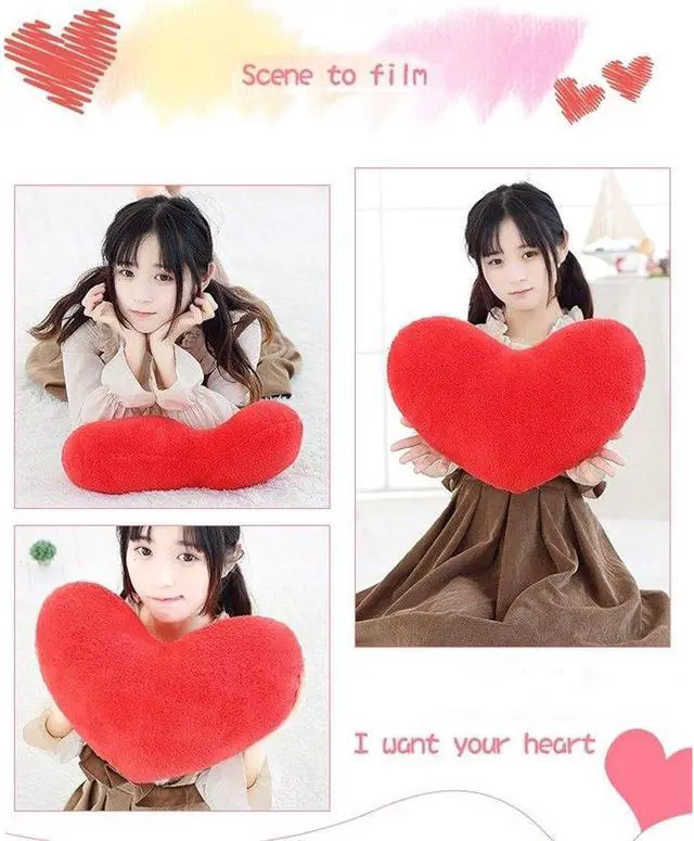 Alt view image 5 of 7 - Cute Plush Red Heart Pillow Love Pillow Cushion Toy Throw Pillows for Kids' Friends Fit for Living Heart Throw Decorative Pillows